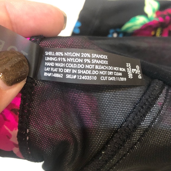 Torrid Black Floral Lattice Underwire Swim Bikini Top Plus Size 3 D/DD - Picture 7 of 7